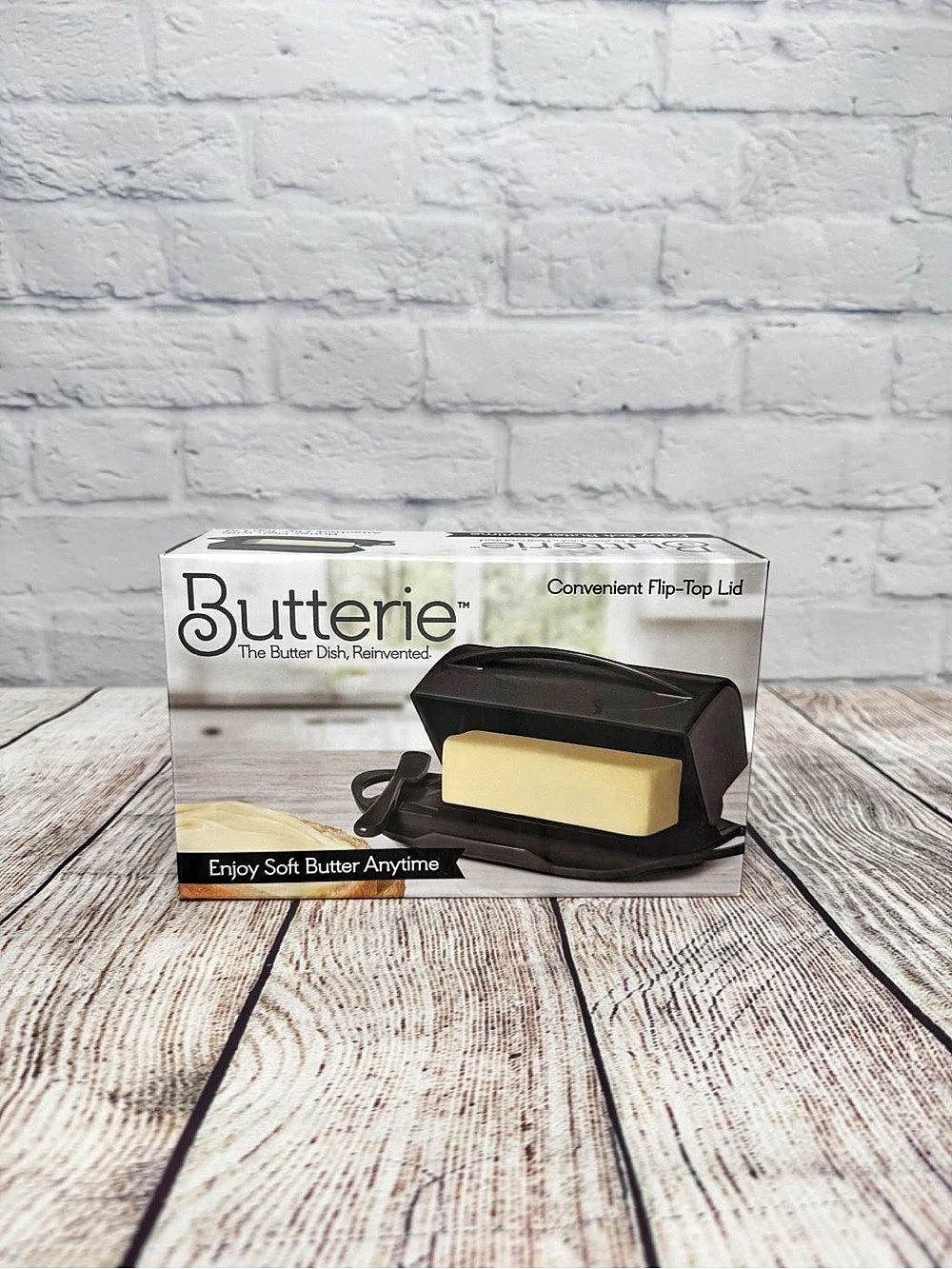 New Butterie Butter Dish Flip Top Black with Spreader